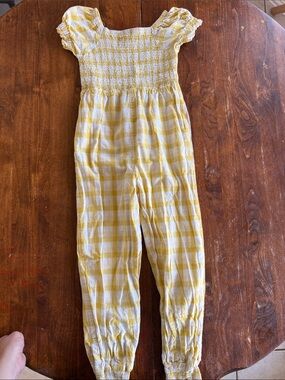 SweetHoney Yellow Gingham Smocked Jumpsuit
